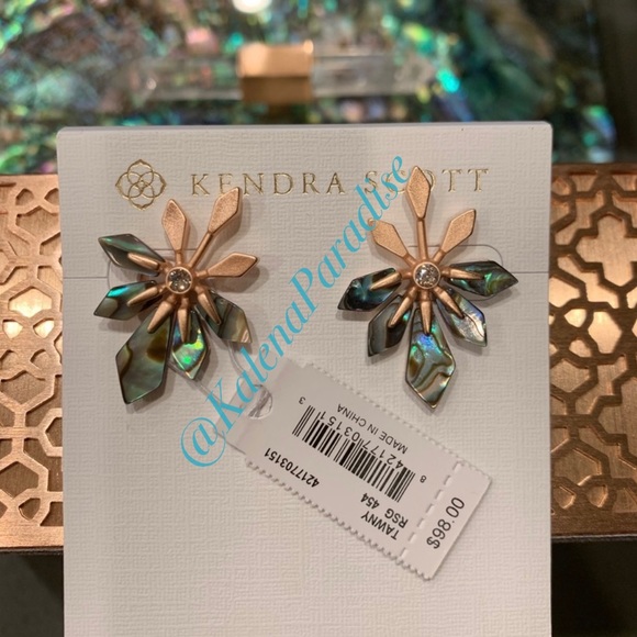 Kendra Scott Abalone Tawny RSG plated Earrings NWT - Picture 2 of 12